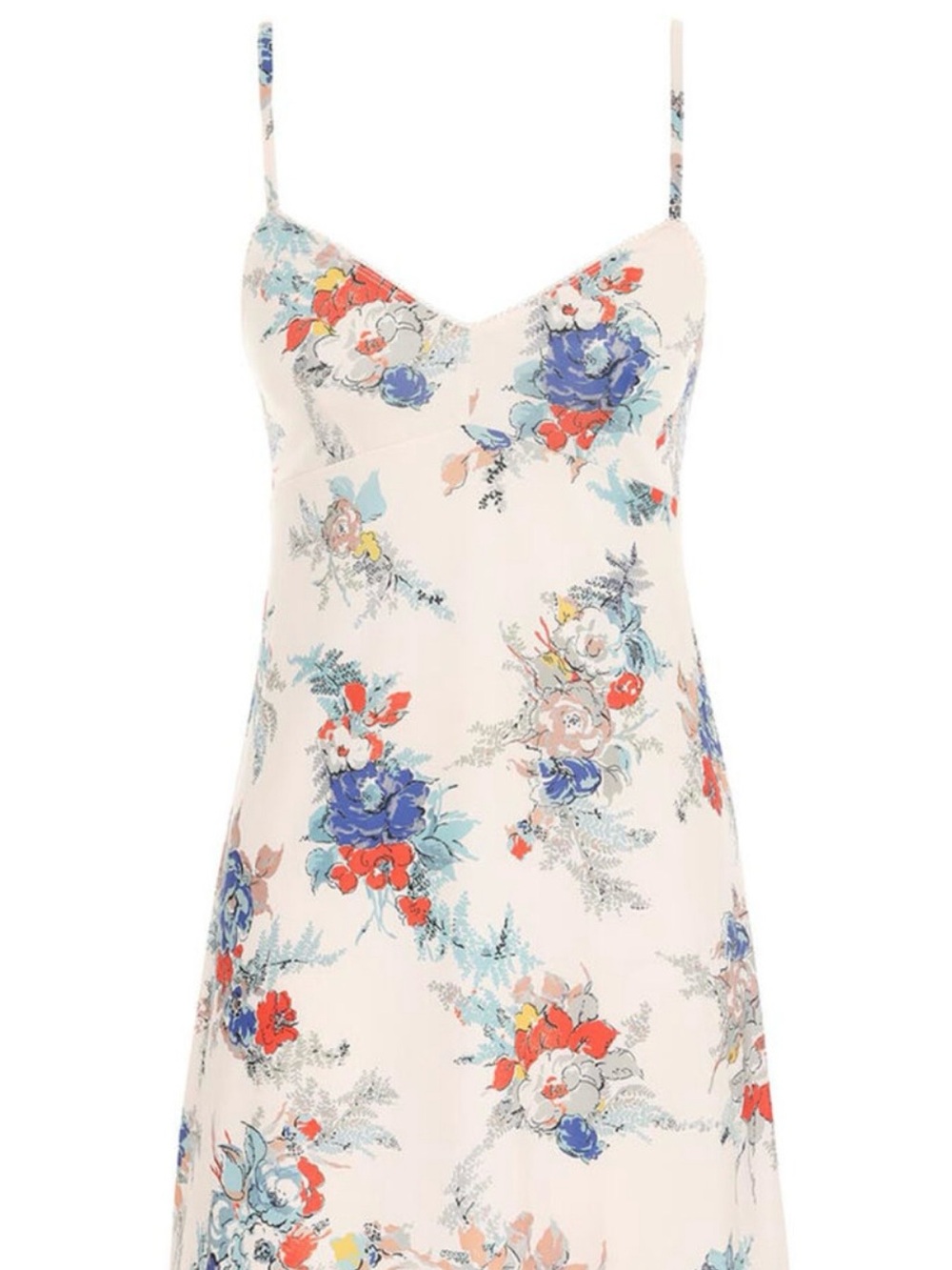 Zimmermann Cream Slip Dress with Blue and Red Floral Print